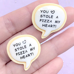 You Stole A Pizza My Heart Sugar Cookie Cabochons | Miniature Food Decoden Phone Case | Valentine's Day Embellishments (2 pcs / 26mm x 27mm)