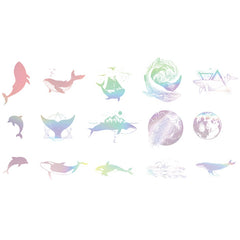 Holographic Marine Life Stickers | Magical Whale Sticker | Deep Sea Shimmer Sticker | Resin Decoration | Scrapbooking Supplies (45 pcs)