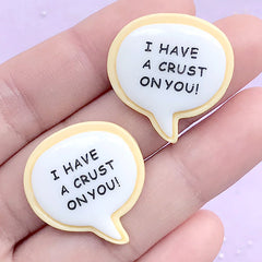 I Have A Crust On You Sugar Cookie Cabochons | Miniature Food Embellishments | Kawaii Sweets Decoden (2 pcs / 25mm x 26mm)