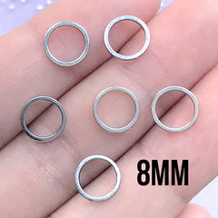 Mini Circle Open Frame for UV Resin Jewelry DIY | Round Deco Frame | Hollow Geometry Frame (6 pcs / Silver / 8mm)
