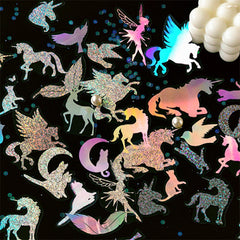 Holographic Unicorn and Kitty Stickers | Mirage Island Sticker | Holo Embellishments for Planner Decoration (45 pcs)