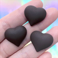 Faux Heart Chocolate Cabochons | Fake Candy Embellishments | Valentine's Day Decoration | Resin Decoden Piece (3 pcs / 21mm x 19mm)