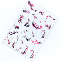 Plum Blossom Chinese Painting Clear Film Sheet | Floral Embellishments | Flower Resin Inclusions | Resin Jewelry Making