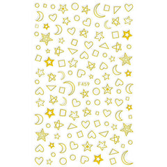 Gold Foiled Star Moon Heart Stickers | Gold Foil Embellishments for Resin Art | Kawaii Nail Deco