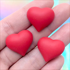 Red Heart Chocolate Candy Resin Flatback Cabochons | Valentine's Day Decoration | Wedding Embellishments (3 pcs / 21mm x 19mm)