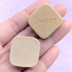 CLEARANCE Square Milk Chocolate Cabochons | Fake Sweet Decoden | Kawaii Phone Case Deco | Faux Food Jewelry Supplies (2 pcs / Light Brown / 28mm)