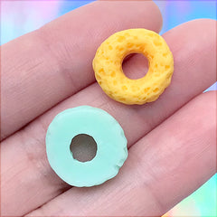Fruit Rings Cereal Cabochons in Actual Size | Fake Food Jewelry DIY | Kawaii Sweet Deco | Phone Case Decoden (6 pcs / Colorful Mix / 14mm x 15mm)
