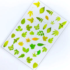 Green Leaf Clear Film Sheet for Resin Art | Floral Leaves Embellishments | UV Resin Jewelry DIY