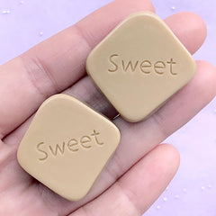 CLEARANCE Square Milk Chocolate Cabochons | Fake Sweet Decoden | Kawaii Phone Case Deco | Faux Food Jewelry Supplies (2 pcs / Light Brown / 28mm)