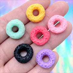 Fruit Rings Cereal Cabochons in Actual Size | Fake Food Jewelry DIY | Kawaii Sweet Deco | Phone Case Decoden (6 pcs / Colorful Mix / 14mm x 15mm)