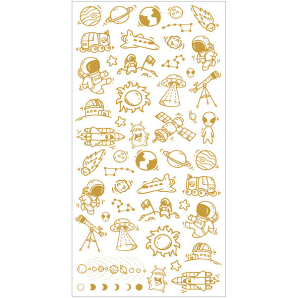 Space Travel Stickers with Gold Foil | Astronaut Rocket Planet Alien A ...