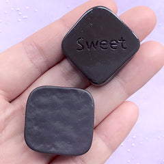 Realistic Dark Chocolate Cabochons | Faux Sweets Decoden | Kawaii Phone Case Decoration | Fake Food Jewelry DIY (2 pcs / Dark Brown / 28mm)