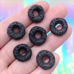 Chocolate Cereal Rings Cabochons | Actual Size Faux Food Embellishments | Kawaii Decoden Sweets (6 pcs / Brown / 14mm x 15mm)