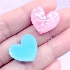 Polka Dot Heart Cabochons | Kawaii Decoden Pieces | Cute Embellishments | Resin Flatback | Hair Bow Centers (7 pcs / Mix / 20mm x 18mm)