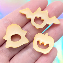 Assorted Halloween Cookie Cabochons | Fake Biscuit Embellishments | Kawaii Decoden Resin Flatbacks (3 pcs)