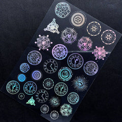 Holographic Magic Circles Design Clear Film Sheet for UV Resin Craft | Kawaii Magical Girl Embellishments