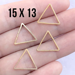 Small Triangle Deco Frame | Geometric Open Frame for UV Resin Filling | Geometry Jewelry Supplies (4 pcs / Gold / 15mm x 13mm)