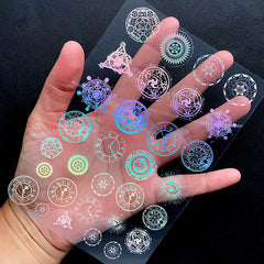 Holographic Magic Circles Design Clear Film Sheet for UV Resin Craft | Kawaii Magical Girl Embellishments