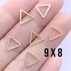 Mini Triangle Open Frame | Geometric Deco Frame for UV Resin Filling | Geometry Jewellery Supplies (6 pcs / Gold / 9mm x 8mm)