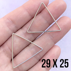 Geometric Deco Frame for UV Resin Filling | Triangle Open Frame | Geometry Jewelry Making (2 pcs / Silver / 29mm x 25mm)
