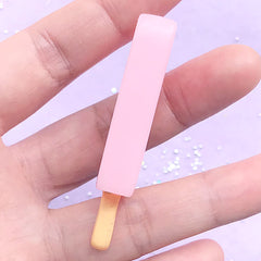 Ice Pop Cabochon in 3D | Fake Strawberry Popsicle Embellishment for Phone Case Decoden | Faux Food Jewellery DIY (1 piece / Light Pink / 23mm x 58mm)