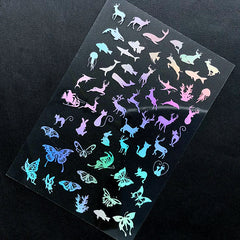 Holographic Animal Clear Film Sheet for UV Resin Art | Deer Fish Butterfly Embellishments | Magical Resin Inclusions