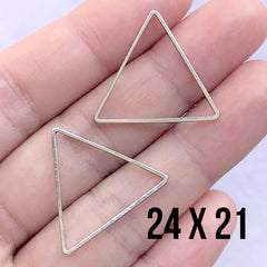 CLEARANCE Geometric Open Frame for UV Resin Filling | Triangle Deco Frame | Geometry Jewellery Making (2 pcs / Silver / 24mm x 21mm)
