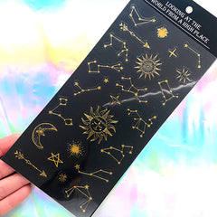 Constellation Stickers with Gold Foil | Sun Moon Star Astrology Sticker | Resin Inclusions | Scrapbooking DIY