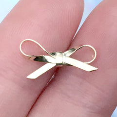 Metal Ribbon Nail Charm | 3D Embellishments for Resin Decoration | Resin Inclusion | Nail Art Supplies (2 pcs / Gold / 15mm x 8mm)