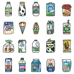 Dairy product Sticker Flakes | Assorted Supermarket Groceries Stickers | Milk Ice Cream Yogurt Stickers | Kawaii Stickers (20 designs / 40 pcs)