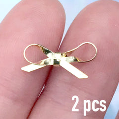 Metal Ribbon Nail Charm | 3D Embellishments for Resin Decoration | Resin Inclusion | Nail Art Supplies (2 pcs / Gold / 15mm x 8mm)