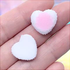 Gummy Candy Cabochon in Heart Shape | Fake Sugar Candies | Faux Food Embellishments | Sweet Deco (4 pcs / Pink / 17mm x 16mm)