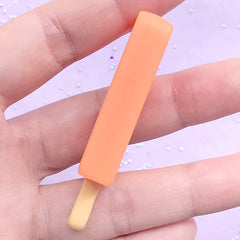 Orange Ice Pop Cabochon | 3D Popsicle Embellishment | Miniature Food Supplies | Kawaii Sweet Decoden Phone Case (1 piece / Orange / 23mm x 58mm)