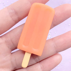 Orange Ice Pop Cabochon | 3D Popsicle Embellishment | Miniature Food Supplies | Kawaii Sweet Decoden Phone Case (1 piece / Orange / 23mm x 58mm)