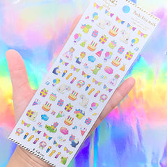 Animal Birthday Party Stickers | Kawaii Deco Sticker | PVC Stickers | Planner Decoration | Card Making