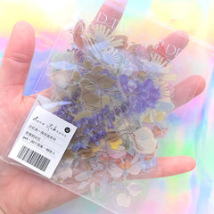 Pressed Flower Sticker Assortment | Realistic Floral Embellishment for Resin Craft | Scrapbooking Supplies (20 Designs / 40 pcs)