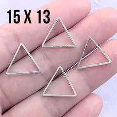 Small Triangle Deco Frame for UV Resin Filling | Geometric Open Frame | Geometry Resin Jewellery DIY (4 pcs / Silver / 15mm x 13mm)