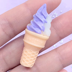 Dollhouse Ice Cream Cabochon | Miniature Taro Lavender Ice Cream | 3D Sweet Deco | Fake Dessert Jewellery DIY (1 piece / Purple / 17mm x 42mm)