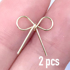 3D Ribbon Nail Charm | Mini Metal Embellishments for Resin Art | Nail Decoration (2 pcs / Gold / 12mm x 13mm)