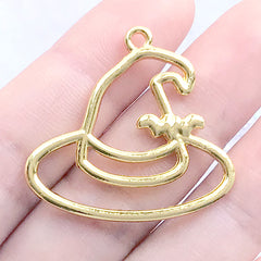 Halloween Witch Hat Open Bezel Charm | Deco Frame for UV Resin Filling | Resin Craft Supplies (1 piece / Gold / 32mm x 30mm)