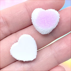 Heart Gummy Candy Cabochons | Faux Sugar Heart Candies | Fake Food Jewelry DIY | Kawaii Sweets Deco (4 pcs / Purple / 17mm x 16mm)