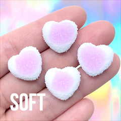 Heart Gummy Candy Cabochons | Faux Sugar Heart Candies | Fake Food Jewelry DIY | Kawaii Sweets Deco (4 pcs / Purple / 17mm x 16mm)