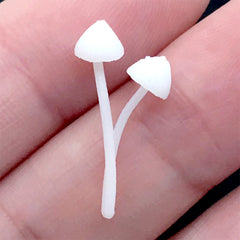 Miniature Terrarium Mushroom | 3D Fairy Garden Plant | Resin Inclusion | Resin Jewelry Supplies (2 pcs / 10mm x 20mm)