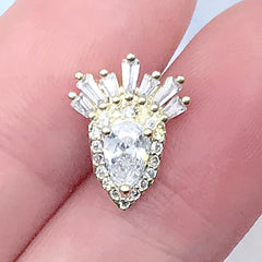 Luxury Bling Bling Nail Charm with Rhinestones | Sparkle Embellishment | Resin Jewellery Decoration (1 piece / Gold / 11mm x 14mm)