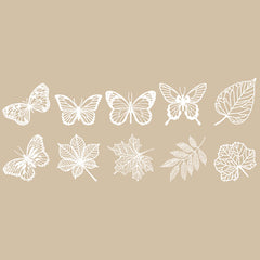 Butterfly and Leaf Lace Paper | Decoupage Supplies | Embellishments for Scrapbooking (10 pcs / White)