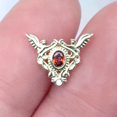 Magical Girl Nail Charm with Red Rhinestone | Baroque Embellishment | Mahou Kei Jewelry Decoration (1 piece / Gold / 12mm x 10mm)