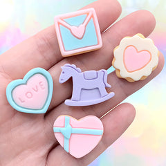 Assorted Sugar Cookie Cabochon in Pastel Colors | Miniature Sweets Deco | Doll Food Supplies | Decoden DIY (5 pcs)