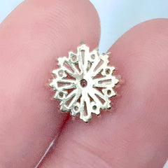 Round Snowflake Rhinestone Nail Charm | Luxury Metal Embellishment | Bling Bling Nail Designs (1 piece / Gold / 10mm)