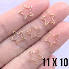 Small Star Deco Frame for UV Resin Filling | Star Open Frame | Kawaii Jewelry Supplies (6 pcs / Gold / 11mm x 10mm)