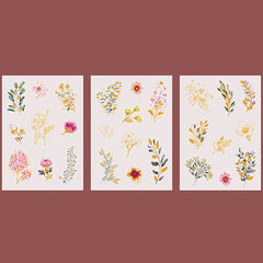 Floral Stickers with Gold Foil | Purple Pink Flower Sticker | Golden Embellishments for Resin Crafts (3 Sheets)
